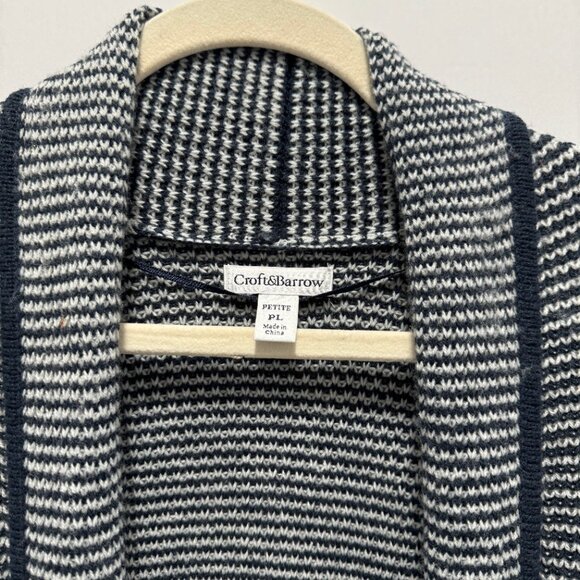 Croft & Barrow Striped Black and White Open Front Knit Cardigan; Size: PL - Picture 2 of 4
